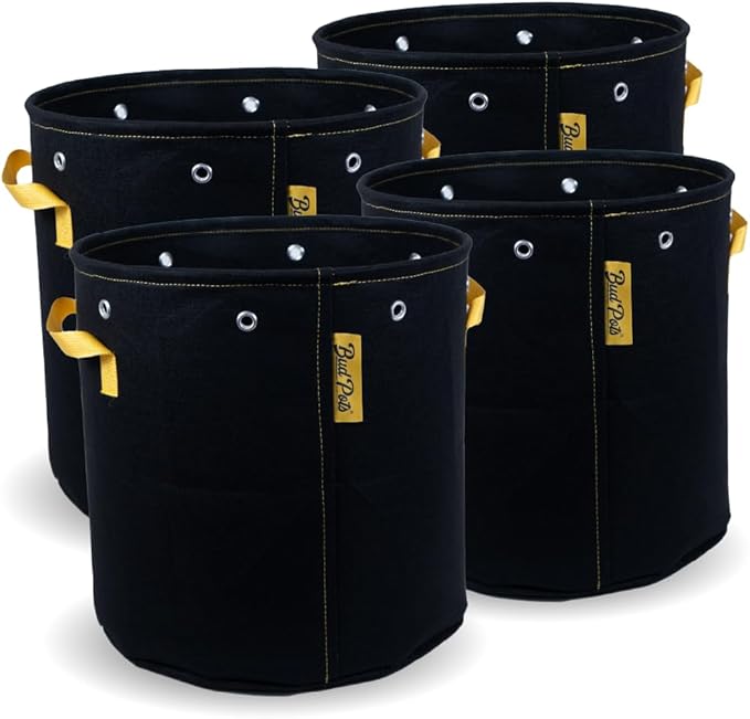 BudPots for Optimal Plant Growth | 10Ga Fabric Pots (37.8L) | 4-Pack | Metal Reinforced Rim - Sturdy & Never Collapses | Promotes Dense & Healthy Roots | Low Stress Training | Reusabe