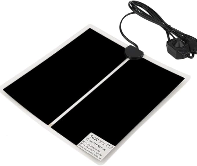 Tbrand Reptile Heating Pad with Temperature Adjustment, 110V 14W Heat Mat for Reptiles Tortoise Snakes Lizard Gecko Hermit Crab Turtle，Under Tank Heating Pad (14W(11inch*11inch))