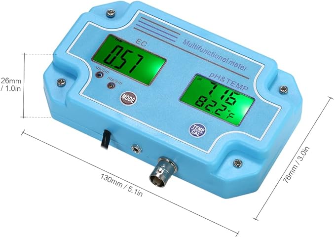 Professional 3 in 1 pH/EC/Temp Meter Water Detector Multi-Parameter Digital LCD Tri-Meter Multi-Function Water Quality Monitor Multiparameter Water Quality Tester