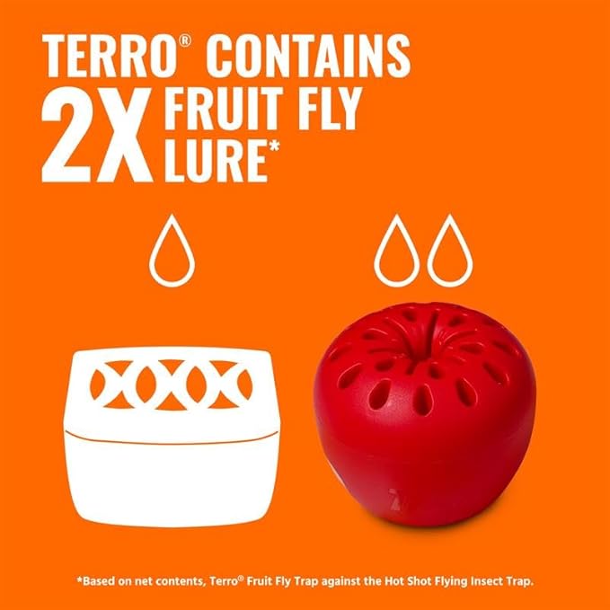 Terro Fruit Fly Traps for Indoors (12 Pack) + 540 Days of Lure Supply