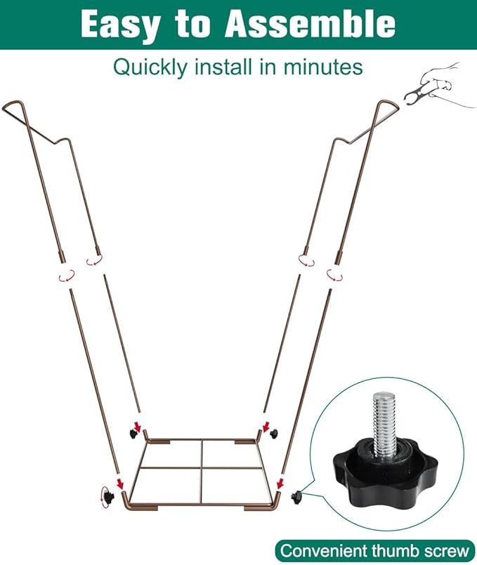 Outdoor Trash Bag Holder Stand - Heavy Duty Metal Garden Garbage Support Frame for 30-45 Gallon Capacity, Multi-Use Portable Yard Leaf Stand for Leaves, Weeding, Lawn Party, Brown