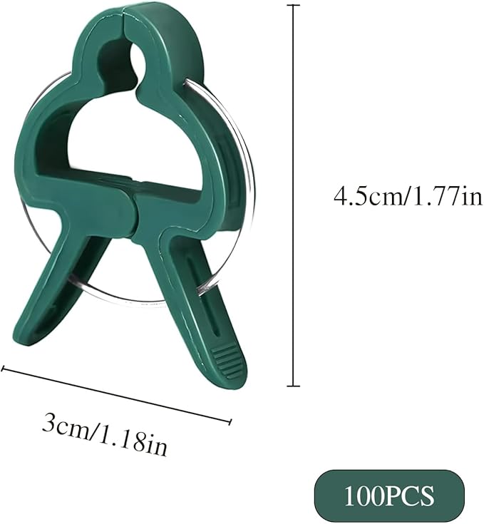 100PCS Tomato Clips Garden Plant Clips | Durable Green Grippers for Tomato Cages, Bamboo Stakes, Vines & Stems | Versatile Support, Training & Trellis Clip for Plant