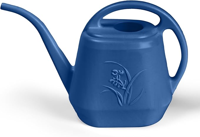 Hand Plastic Watering Can - for Home Plant Garden - 1/2 Gallon - Blue