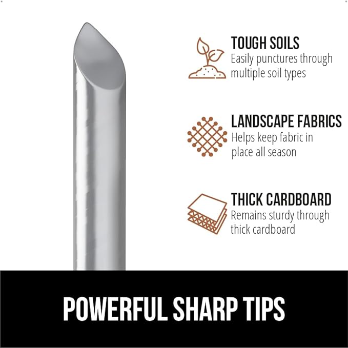 GORILLA GRIP 100 Pack Strong Galvanized Steel Landscape Staples, Rust-Resistant Sharp Tips, Plant and Garden Stakes, Adjustable Ground Yard Anchors, Outdoor Metal Landscaping Pins for Lawn, 6 Inch