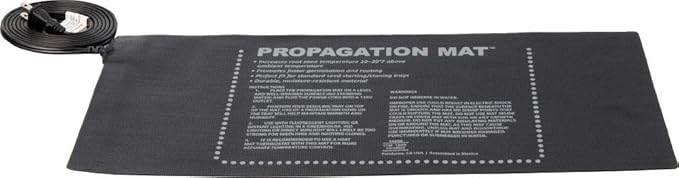 Dirt Genius Hydrofarm, 19006, Measures 8.88" x 19.5" UL Listed Propagation Mat 17 Watt, 8.875" x 19.5", Black