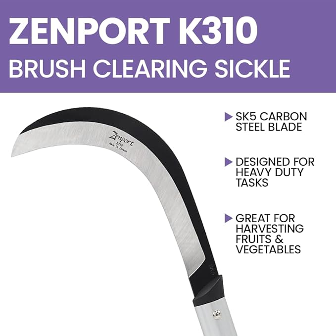 Zenport K310-3PK of Sickles, 9-inch Blade (23cm) Brush Sickle, 46cm Overall Length, 3-Pack