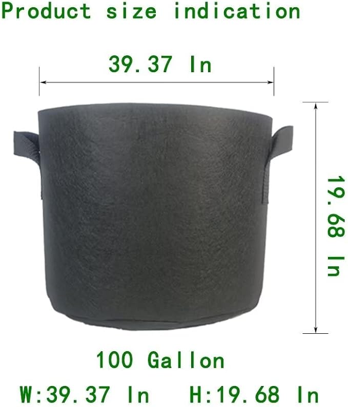 WEIFENG 100 Gallon Grow Bag, Ultra Heavy Duty Fabric Pot with Handles for Giant Trees, Commercial Gardening - Massive Root Zone