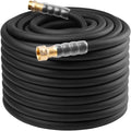 Heavy Duty Premium Garden Hose 150ft x 5/8", 300PSI Working, 1000PSI Burst, Hybrid Rubber Water Hose with Transparent Swivel Handle - Hot/Cold Water - Five Layered Braiding with Brass fittings (Black)
