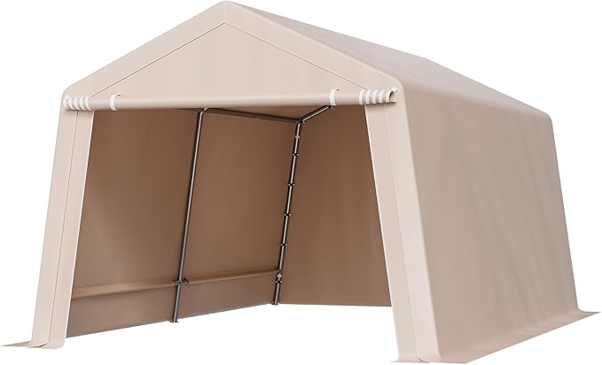 VEVOR 10x15 ft Instant Garage Portable Carport Car Canopy, Outdoor Portable Storage Shed with Roll-up Zipper Door and Ventilated Windows for Cars, Garden Tools