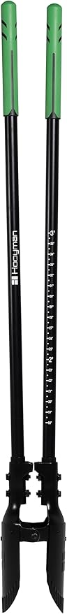 Hooyman Post Hole Digger with Heavy Duty Construction, No-Slip H-Grip Handles, Durable Fiberglass Core, Depth Gauge Markings, and Serrated Head for Digging, Yard Work, Gardening, and Outdoors
