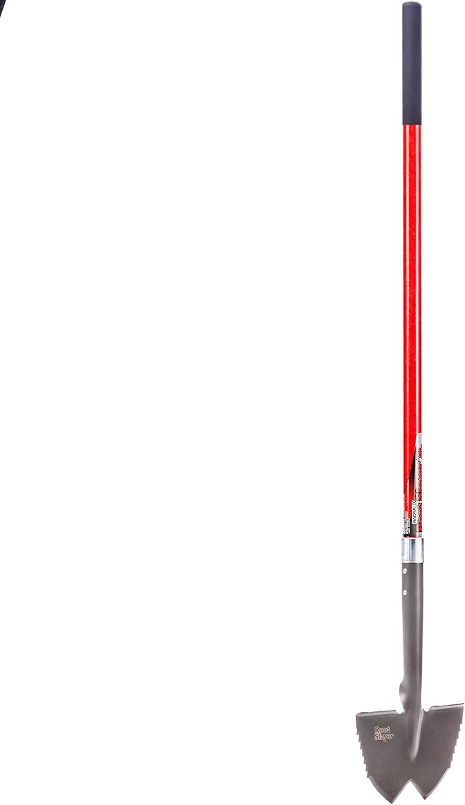 Root Slayer 22711 XL Serrated Garden Edger for Landscaping, Soil Cutting, and Clean Lawn Borders, Steel Tool, Red