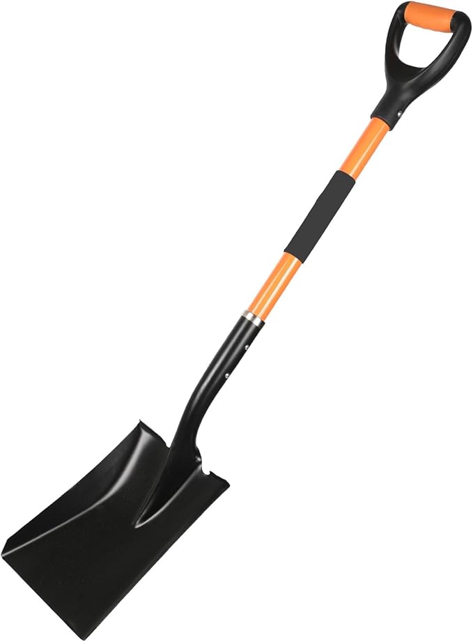 Flat Shovel，Heavy Duty Transfer Shovel with 41-Inch Long Durable Handle and Blade- Ideal for Construction, Landscaping, Gardening, and Snow Removal- Durable, Rust-Resistant, and Multipurpose Scoop.