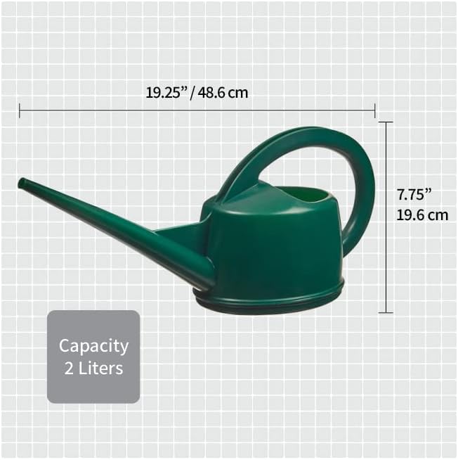 Consolidated Plastics Durable Swiss Watering Can with UV Protection, Ergonomic Handle for Indoor/Outdoor Gardening, Made in Switzerland (2 Liter, Green)