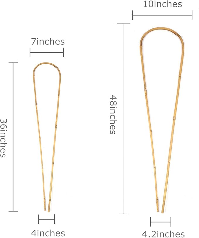 Natural Bamboo Plant Trellis U-Hoop 4 Feet Arch Bamboo Garden Trellis Support for Climbing Plants Outdoor Vines Ivy Plants Climbing Flowers Plant Tower - Pack of 3 Hoops