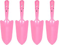 HARFINGTON 4pcs Mini Colorful Metal Hand Shovel 11" x 3" Digging Trowel Set Transplanting Garden Tools for Flower Soil Digging Planting Weeding Transplanting Garden, Pink