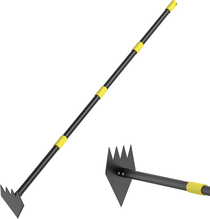 Heavy Duty Garden Hoe, 60" Adjustable Length Long Handle Hoe Garden Tool Weeding Tool for Grass Removal, Lawn Care, Soil Loosening & Cultivating