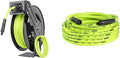 Flexzilla Open Face Retractable Air Hose Reel, 3/8 in. x 50 ft., Heavy Duty, ZillaGreen - L8611FZ & Air Hose, 3/8 in. x 50 ft., 1/4 in. MNPT Fittings, Heavy Duty, Lightweight, Hybrid, ZillaGreen