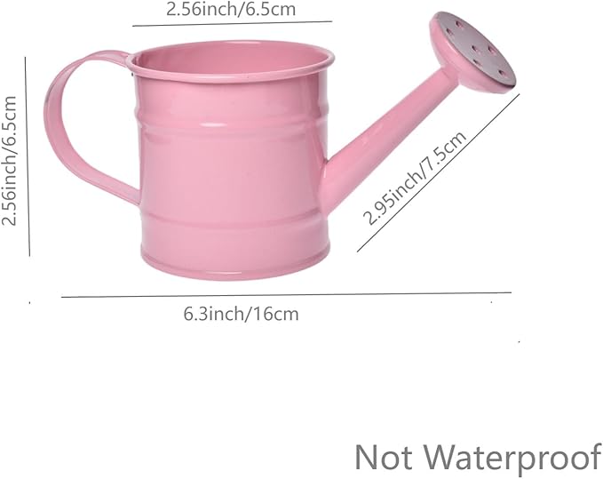 Decorative Mini Tin Watering Can - 0.05Gal Cute Metal Jug for Hand Crafts,Garden-Theme Parties,Plant Pots, Home Decor,Housewarmings, Fun Birthday Gift for Girls and Boys (P/W, S)