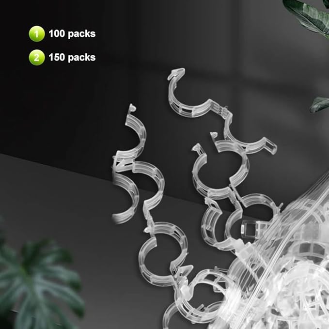 Secured Plastic Plant Clip, 2025 Upgrade Plant Support Clips Reusable Garden Clips, Garden Clips for Climbing Plants, Plastic Trellis Clips Tomato Grape Vine Vegetables Plant Fixing Clips (150, Green)