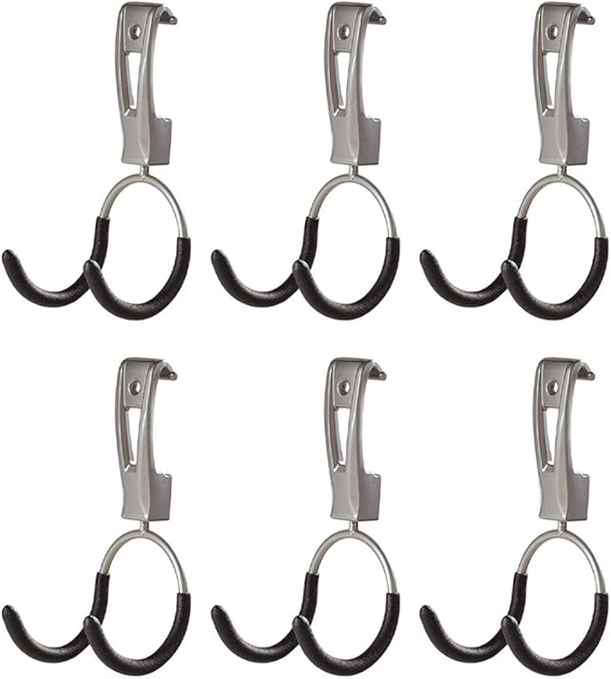 Rubbermaid Universal Powder Coaded Metallic Fasttrack Hanging Garage Hook Organizers for Ladder, Tool, and Bike Storage (6 Pack)
