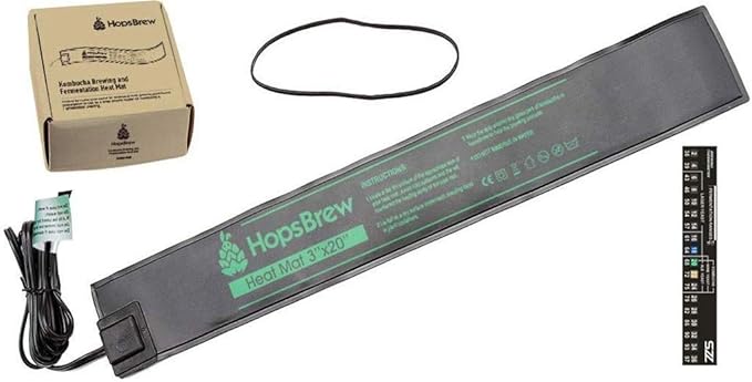 3"x20" Kombucha Wrap Around Fermentation Heating Strip or Seed Starting Heating Mat with Horizontal Thermometer