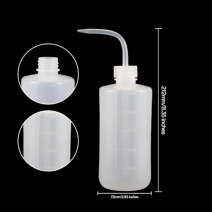 Wash Bottles 250ml/500ml/1000ml Plastic Squeeze Bottle with Scale Labels Watering Tools for Indoor Plants Cleaning Washing, White, Polyethylene Material (500ml)