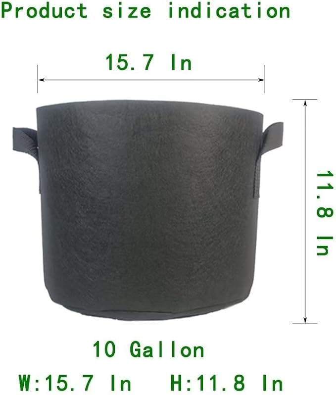 WEIFENG 5-Pack Grow Bags 10 Gallon, Heavy Duty Fabric Pots with Handles for Large Vegetables, Fruits, Shrubs