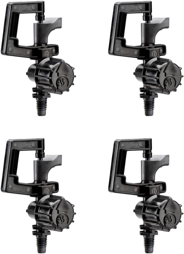 Rain Bird RS4PKSX Drip Irrigation 10-32 Threaded C Frame Rotary Sprinkler, 360° Full Circle Pattern, 0-13' Spray Distance, 4-Pack