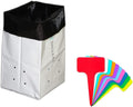Plastic Grow Bags - 3 Gallon Bag - 50 Pack - UV Protected Plant Nursery in White and Black Poly - Great for Garden Growing Potato Seedling Mushrooms Vegetables - 10 Plastic Tags Included
