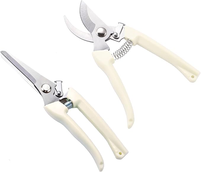 2 Pcs Garden Shears, Pruning Scissors Gardening Pruner Cutters Plant Cutting Scissors Trimmers Secateurs for Gardening Shears, Garden Scissors Heavy Duty Hand Pruners