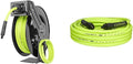 Flexzilla Open Face Retractable Air Hose Reel, 3/8 in. x 50 ft., Heavy Duty, Lightweight, Hybrid, ZillaGreen - L8611FZ & Pro Air Hose, 3/8 in. x 50 ft, Heavy Duty, Lightweight, Hybrid, ZillaGreen