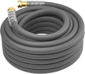 Heavy Duty Premium Garden Hose 50ft x 5/8", 300PSI Working, 1000PSI Burst, Hybrid Rubber Water Hose with Transparent Swivel Handle - Hot/Cold Water - Five Layered Braiding with Brass fittings (Grey)