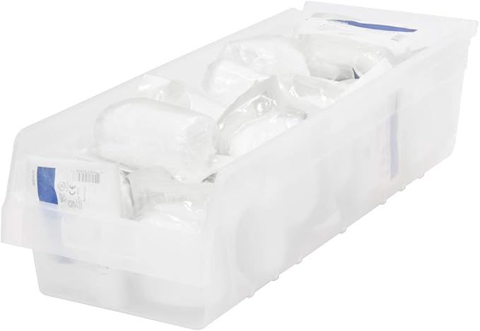 Akro-Mils 30084 Plastic Nesting ShelfMax Storage Bin Box, (24-Inch x 8-Inch x 6-Inch), Clear, (6-Pack)