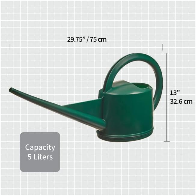 Consolidated Plastics Durable Swiss Watering Can with UV Protection, Ergonomic Handle for Indoor/Outdoor Gardening, Made in Switzerland (5 Liter, Green)