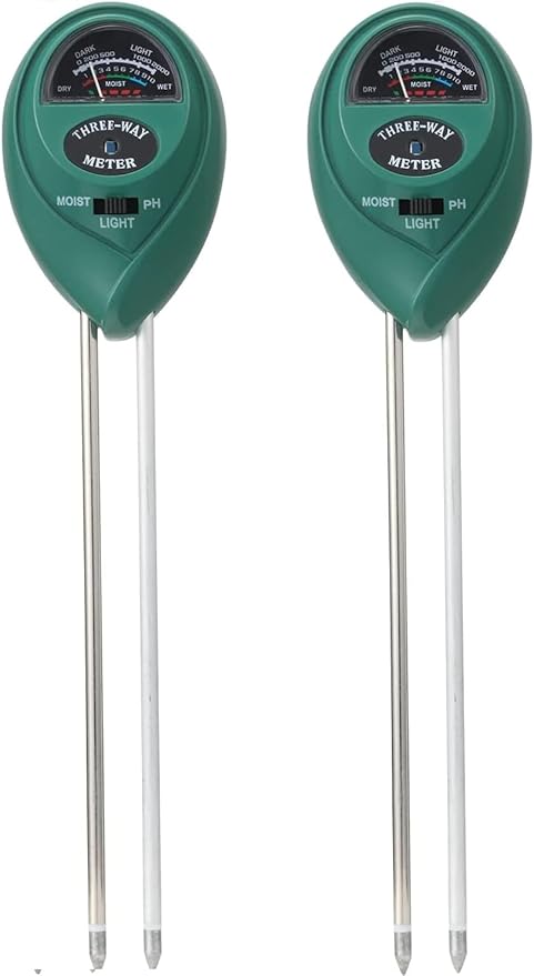3-in-1 Soil Tester for Plants - Moisture, pH, Light Meter | Professional Soil Test Kit for Indoor/Outdoor Plants, Garden, Lawn, Farm (2 Packs)