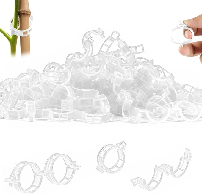 Plant Support Clips, Plastic Garden Fixing Clips for Climbing Plants Tomato Grape Vines, Greenhouse Garden Clips to Keep Plants Upright & Healthy (200, White)