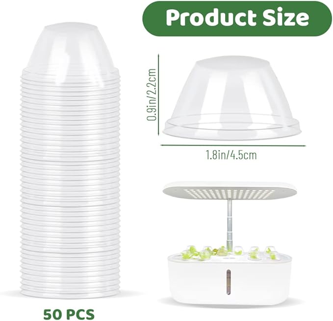 50Pcs Grow Domes 4cm/1.57in Inner Diameter, Transparent Replacement Pod Grow Domes Cap, Humidity Domes Cover Lid, Domes Cap for Grow Basket, Greenhouse, Hydroponic Growing (50)