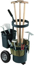 Yeeoy Rolling Garden Cart, Heavy Duty Lawn Yard Tool Cart, Mobile Gardening Cart Outdoor Beach Trolley Bucket Cart with 5 Gallon Bucket Oxford Bag for Tool Organizer
