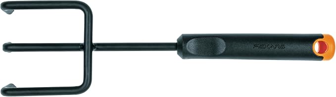 Fiskars Ergo Cultivator, Length 30.5cm, Rust-Resistant Steel Head/Plastic Handle, Black/Orange, 1027019
