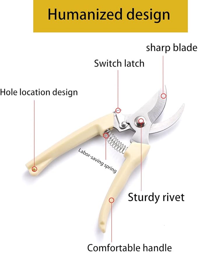 2 Pcs Garden Shears, Pruning Scissors Gardening Pruner Cutters Plant Cutting Scissors Trimmers Secateurs for Gardening Shears, Garden Scissors Heavy Duty Hand Pruners