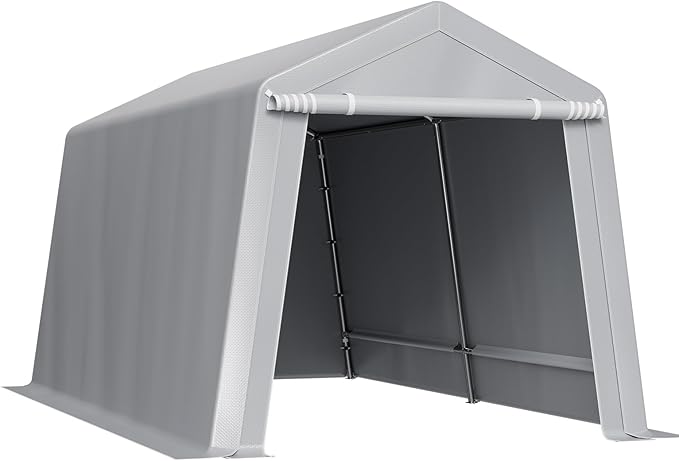 VEVOR Portable Outdoor Storage Shelter Shed, 8 x 14 x 7.6 ft Heavy Duty Instant Storage Tent Garage Sheds with Roll-up Zipper Door for Motorcycle, Bike, Garden Tools