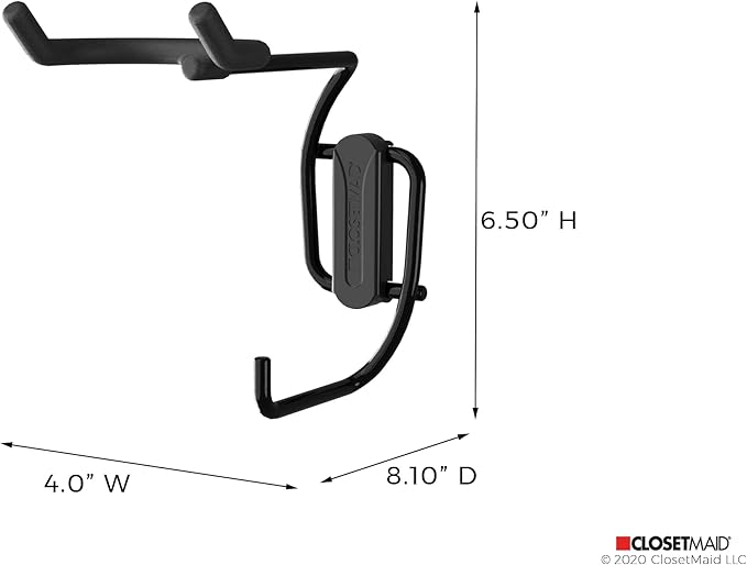 ClosetMaid MaxLoad 5-Pack Garage Hooks & Hangers Wall Mount Heavy Duty Storage for Cords, Power Equipment, Long Handle Tools, Cords, Hoses, Shovels, Black