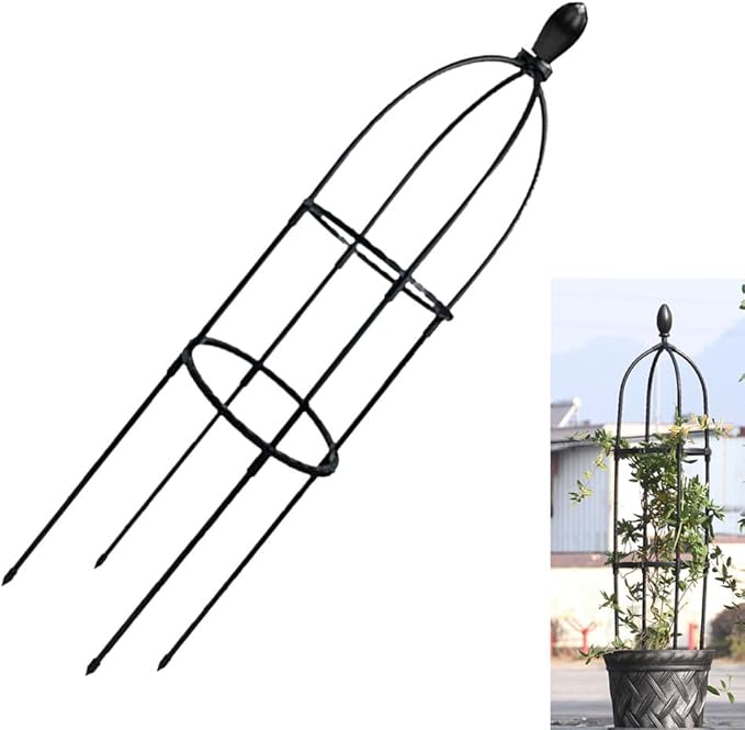 GardenPal Garden Obelisk Trellis, Tomato Cage and Plant Support for Climbing Plants, Potted Tall Plant Stakes for Vine Vegetable Flower Support Outdoor Indoor - 1 Pack