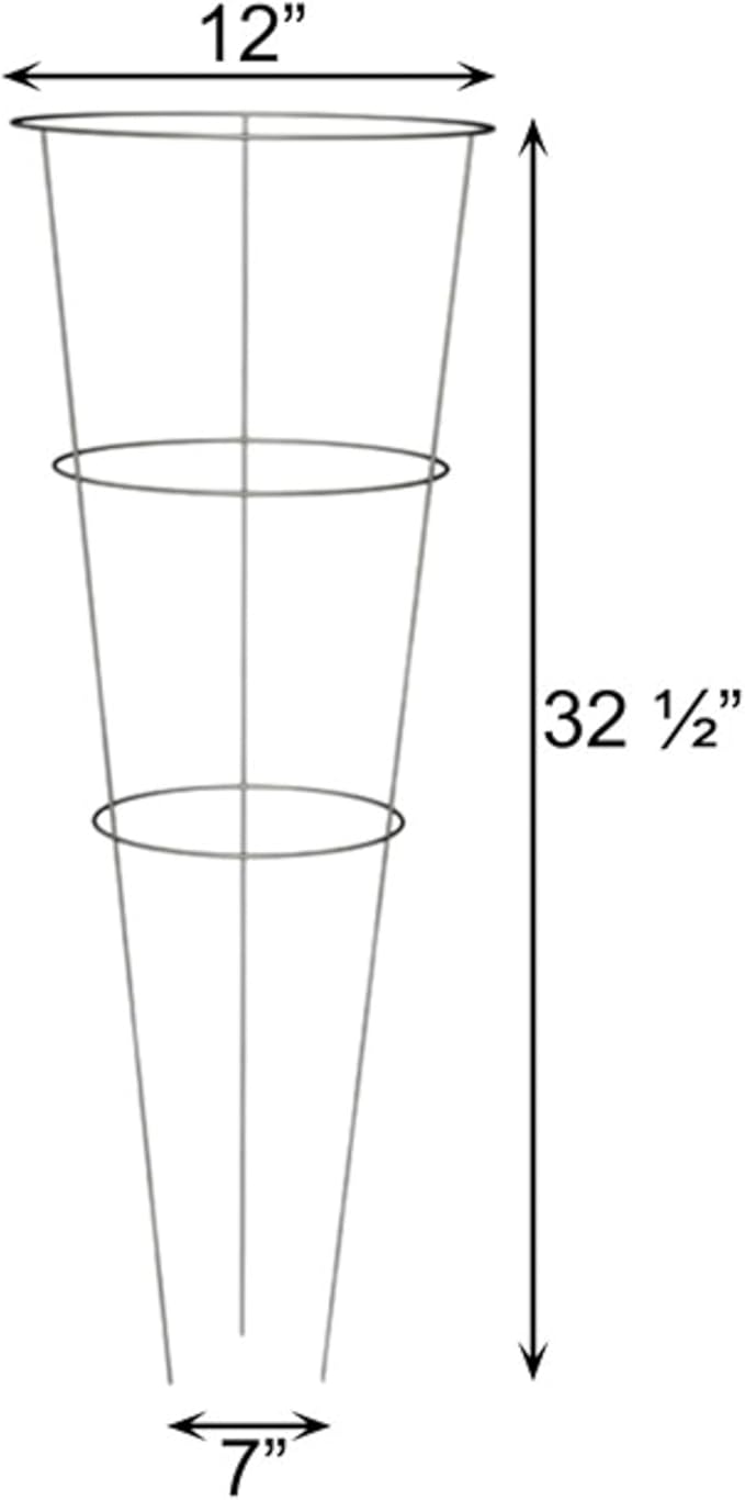 BestNest Panacea 89723 Round Tomato & Pepper Towers – Galvanized Steel Plant Cages, 33" H with 3 Rings & 3 Legs – 15" Stakes – Heavy-Duty Support for Outdoor Plants – 20 Pack