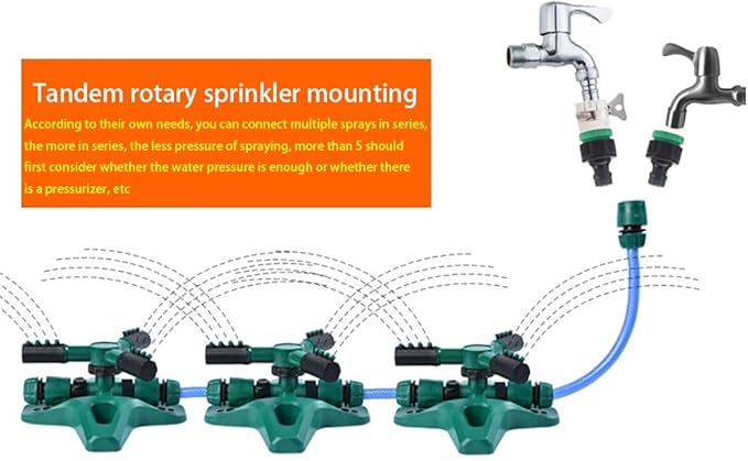 360° Rotating Garden Sprinkler for Yard Automatic Lawn Sprinkler for Large Area Coverage, Adjustable Watering System for Garden, Farm, and Grass Irrigation
