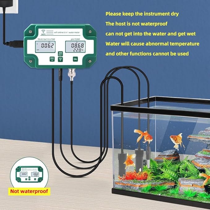 Soil PH Tester, Smart Aquarium PH Meter YY-W9909 Digital EC TDS Salt S.G Temp Water Quality Tester Tuya Monitor Control, Garden, Plant Cultivation
