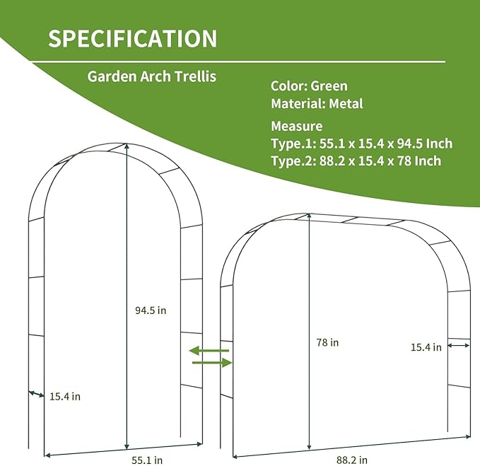 Metal Garden Arch Trellis for Climbing Plants Outdoor, Garden Arbors and Arches, Wedding Arch Frame Archway, Christmas Party Decoration