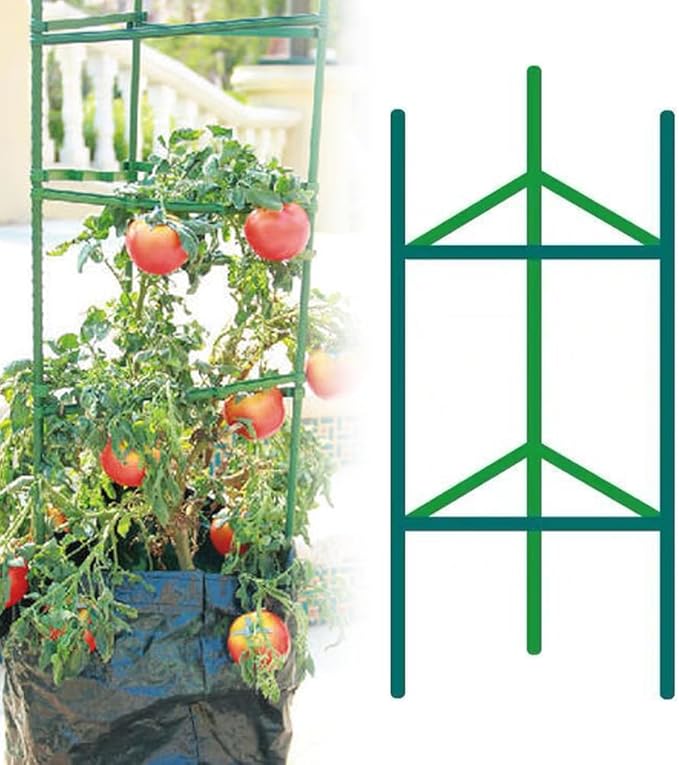 Adjustable Modular Plant Support Frame, 2026 New Garden Raised Bed Planter Heavy Duty Steel Tomato Trellis Kit, Upgrade Plant Support Tower Stakes Provides Support for Climbing Plants (3, Green)