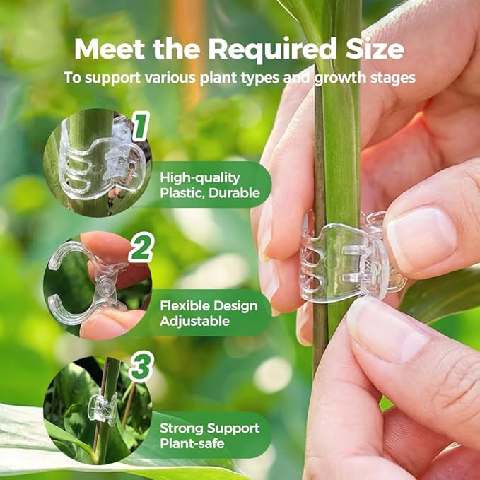 Plant Clip Secured Plastic Plant Clip, Orchid Clips Plant Orchid Support Clips Flower and Vine Clips, for Climbing Plants Clips for Tomato Grape Vine Vegetables Plant Clips (100pcs)