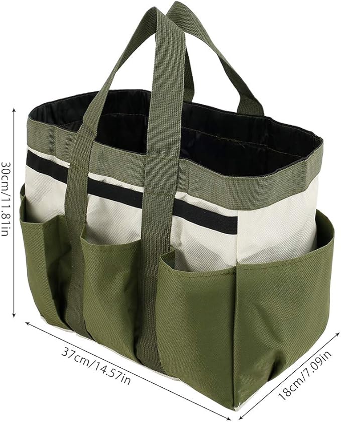 Garden Tool Bag Organizer, Tote Storage Bag with 8 Pocket, Heavy Duty Oxford Garden Tote Caddy, Gardening Tool Kit Holder for Indoor and Outdoor, Gifts for Men Women